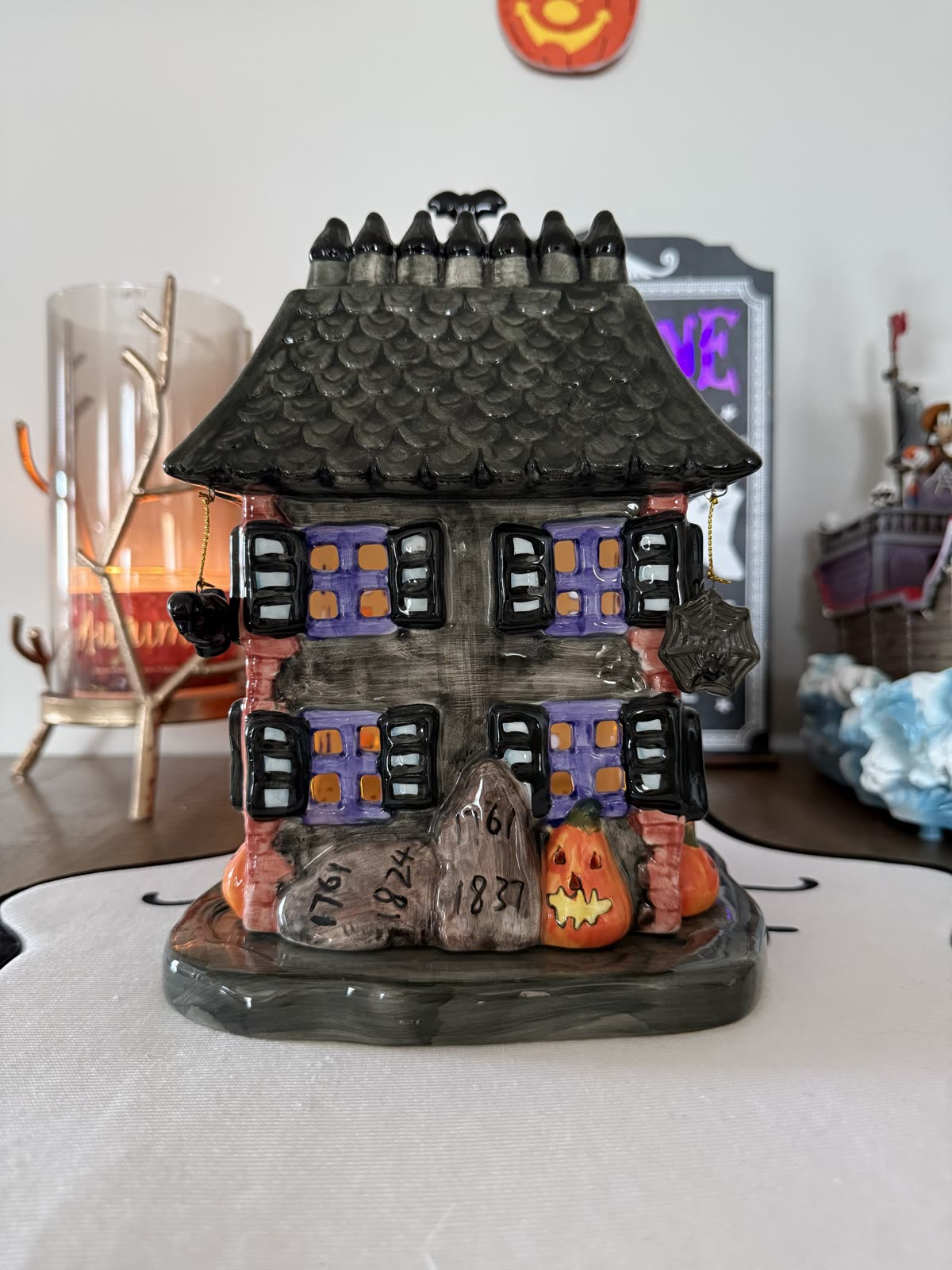 Ceramic Haunted House Luminary by JCPenney — back